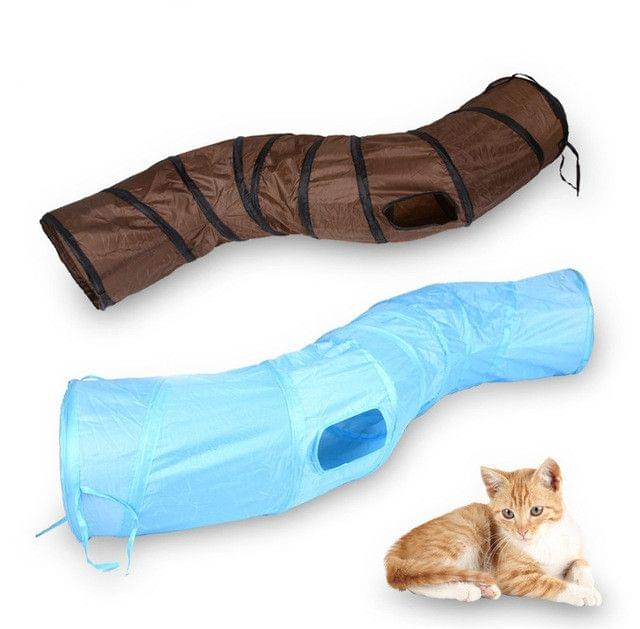 B18405 S-Shape Funny Pet Tunnel Cat Play Tunnel Foldable Cat Toys(Brown)