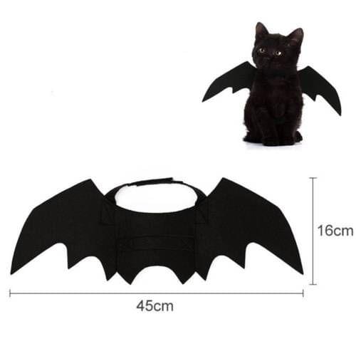 PC60021 Pet Dog Costumes Bat Wings Vampire Fancy Dress Up Halloween Pet Dog Cat Costume(Black)