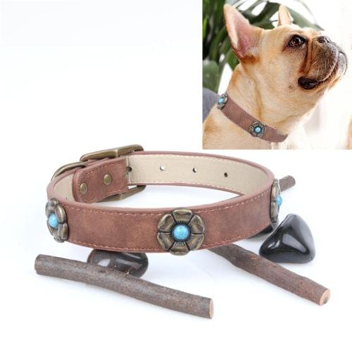 Rhinestone Crystal Leather Dog Collar for Medium Large Dog Pet Products, Size: 2.5 * 50cm (Brown)
