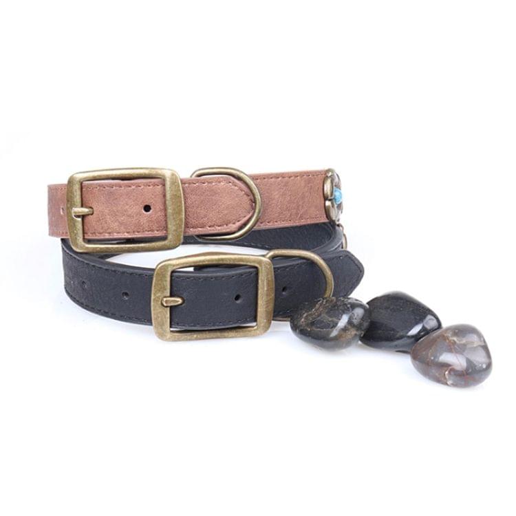Rhinestone Crystal Leather Dog Collar for Medium Large Dog Pet Products, Size: 2.5 * 50cm (Brown)