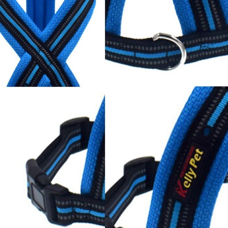 Pet Dogs Nylon Reflective Breathable Comfortable X6 Chest Harness Lead Leash, Width: 2.5cm, Adjustable Range: 60-80cm(Blue)
