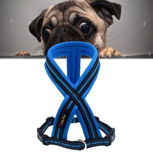 Pet Dogs Nylon Reflective Breathable Comfortable X6 Chest Harness Lead Leash, Width: 2cm, Adjustable Range: 47-60cm(Blue)
