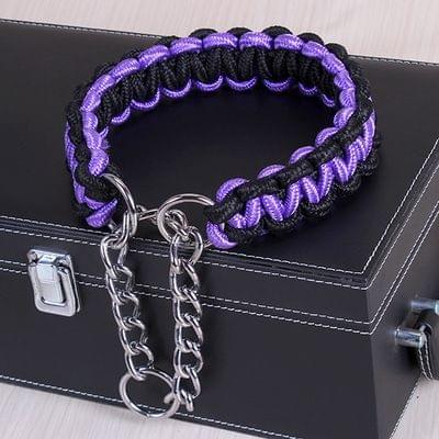 Large Dog German Shepherd Walk the Dog P Chain Necklet Collar for Medium and Large Dogs, Color:Black Purple(M)