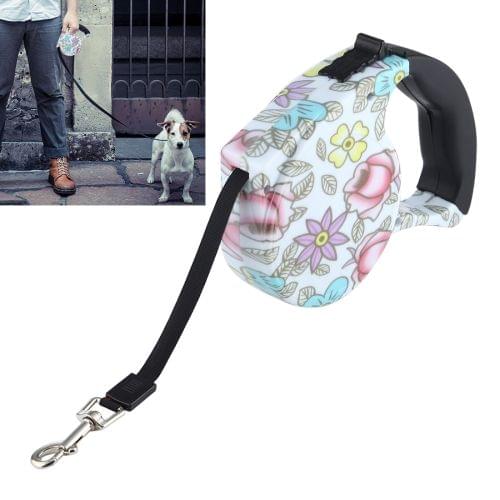 5m Peony Pattern Flexible Retractable Dog / Cat Leash for Daily Walking