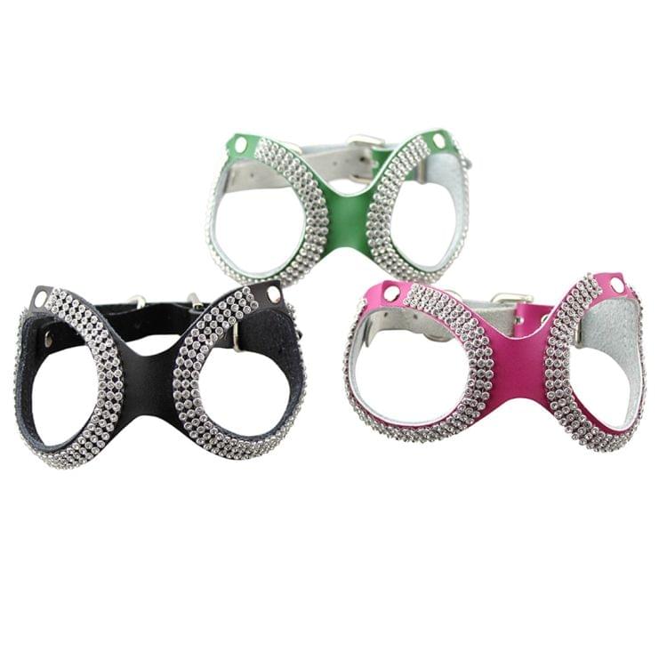 Rhinestone Leather Glasses Style Breathable Dog Chest Strap, Size: L(Green)