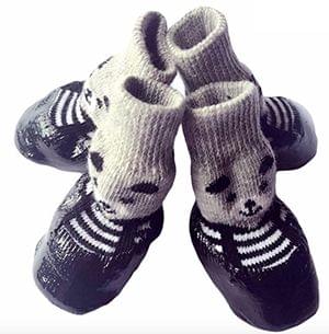 2 Pairs Cotton Rubber Pet Dog Socks Waterproof Non-slip Dog Rain Snow Boots Socks Footwear, Size:L(Black)