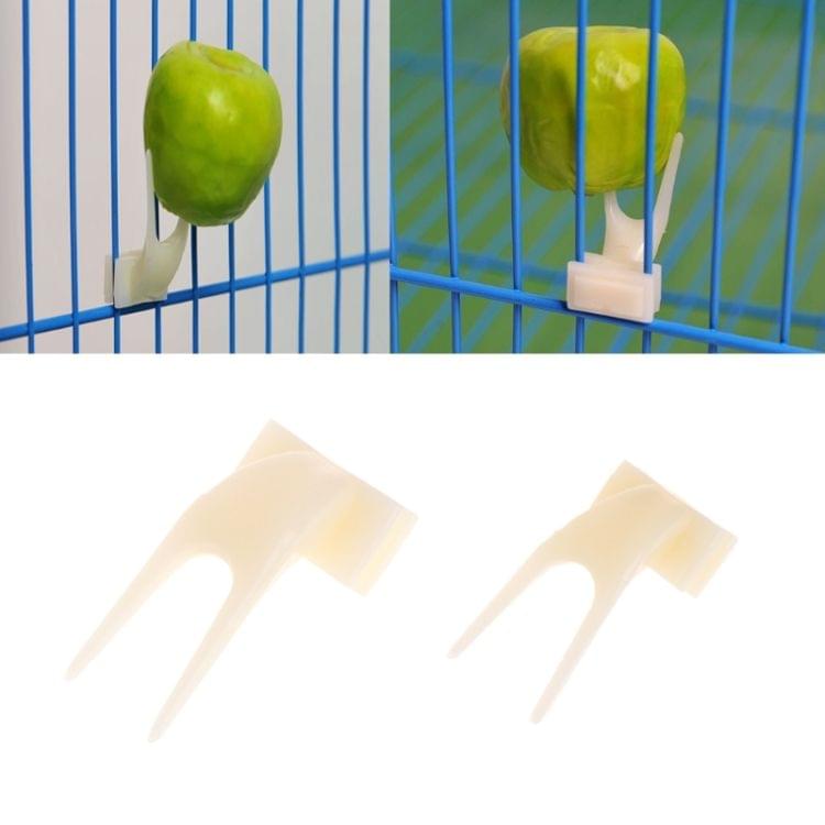 10 PCS Birds Parrots Fruit Fork Pet Supplies Plastic Food Holder Feeding On Cage Pet Supplies(L)
