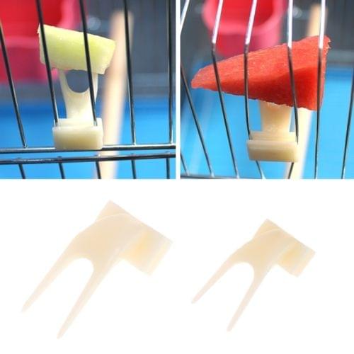 10 PCS Birds Parrots Fruit Fork Pet Supplies Plastic Food Holder Feeding On Cage Pet Supplies(L)