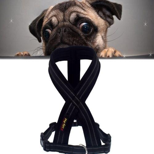 Pet Dogs Nylon Reflective Breathable Comfortable X6 Chest Harness Lead Leash, Width: 2.5cm, Adjustable Range: 60-80cm(Black)