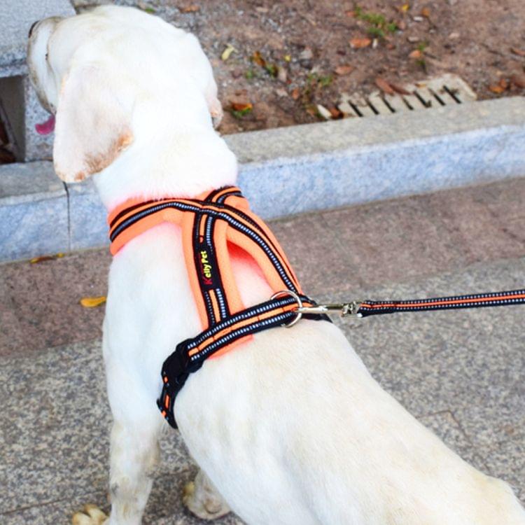 Pet Dogs Nylon Reflective Breathable Comfortable X6 Chest Harness Lead Leash, Width: 2.5cm, Adjustable Range: 60-80cm(Black)