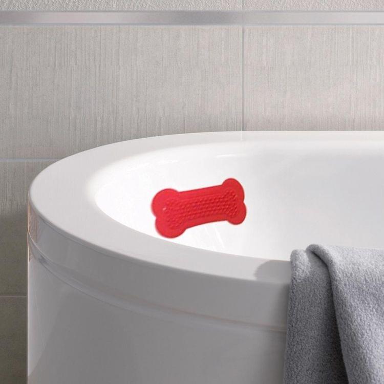 Dog Bathroom Shower Stickers Silicone Bone Stickers for Small Medium Large Pet Cat Dog Training Bathing Stickers(Red)