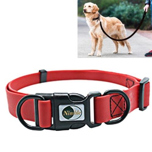 PVC Material Waterproof Adjustable Dual Loop Pet Dogs Collar, Suitable for Ferocious Dogs, Size: M, Collar Size: 30-47 cm (Red)