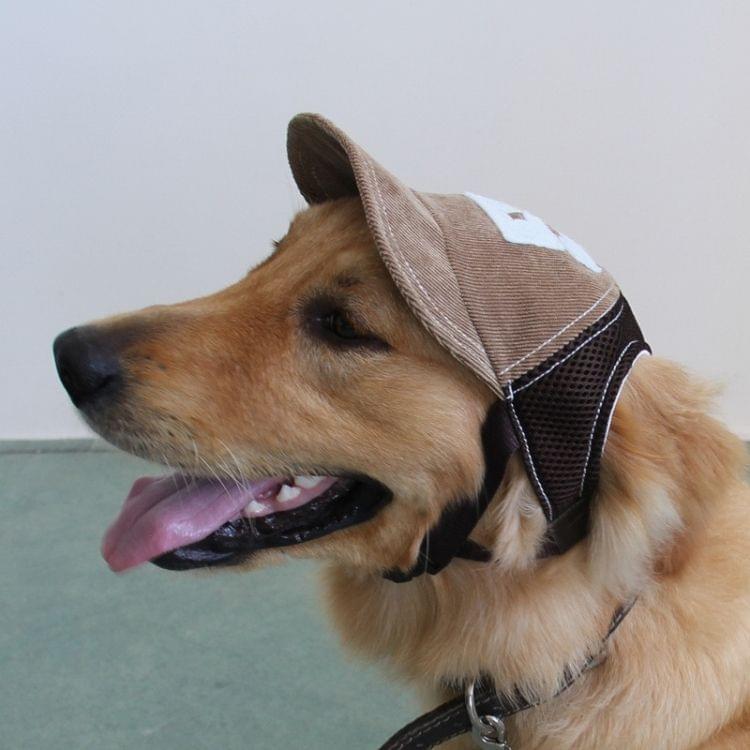 Dog Travel Sunshade Sunscreen Cap Outdoor Sports Breathable Baseball Dog Corduroy Hat Adjustable, Size: L(Coffee)