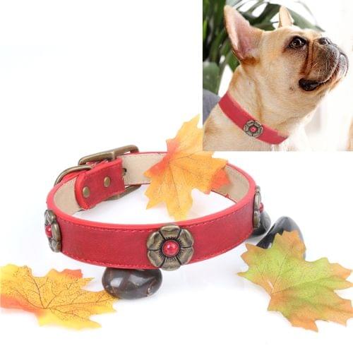 Rhinestone Crystal Leather Dog Collar for Medium Large Dog Pet Products, Size: 2.5 * 50cm (Red)
