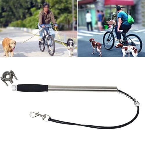 Pet Supplies Stainless Steel Bicycle Pet Dog Traction Rope Leash, Stainless Steel Pipe Diameter: 2x42.5cm(Black)