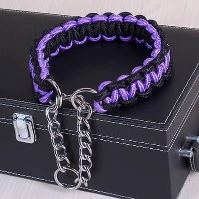 Large Dog German Shepherd Walk the Dog P Chain Necklet Collar for Medium and Large Dogs, Color:Black Purple(S)
