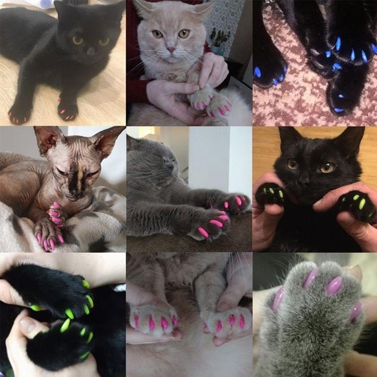 20 PCS Silicone Soft Cat Nail Caps / Cat Paw Claw / Pet Nail Protector/Cat Nail Cover, Size:L(Black)