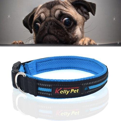 Pet Dogs Polyester Reflective Breathable Pets Collar Traction Lead Leash, Size: L, 2.5*47*54cm (Blue)