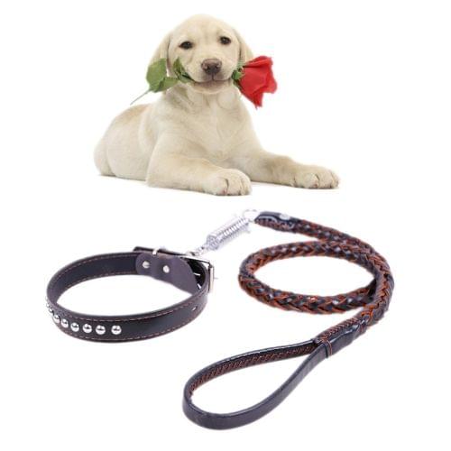 Cowhide Traction Belt Dog Collar Telescopic Dog Rope, Suitable For Medium and Large Dogs, L, Rope Length: 130cm Collar Size: 43-55cm(Black)