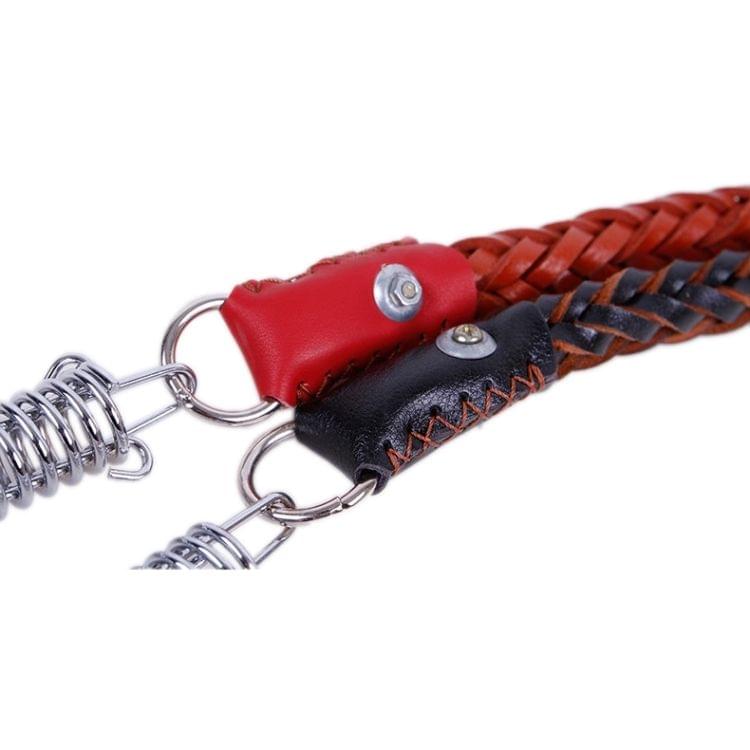 Cowhide Traction Belt Dog Collar Telescopic Dog Rope, Suitable For Medium and Large Dogs, L, Rope Length: 130cm Collar Size: 43-55cm(Black)