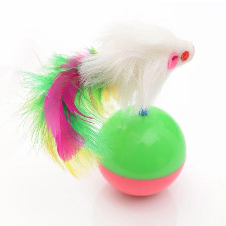 Durable Pet Cat Favorite Toys Feather Mouse Tumbler Plastic Toys Balls, Diameter: 5.5cm