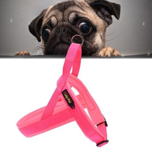 Pet Dogs Nylon Comfortable O-ring A7 Chest Harness Lead Leash, Size: L, Adjustable Range: 68-84cm(Pink)