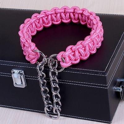 Large Dog German Shepherd Walk the Dog P Chain Necklet Collar for Medium and Large Dogs, Color:Pink(XL)