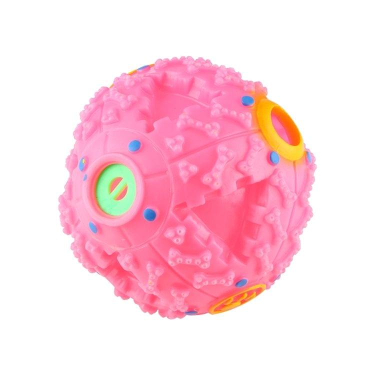Pet Food Dispenser Squeaky Giggle Quack Sound Training Toy Chew Ball, Size: L, Ball Diameter: 11.5cm(Pink)