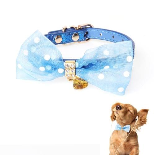 Pet Collar With Bowtie for Medium Small Dog Cat, Size: 1.3 * 35cm(Blue)