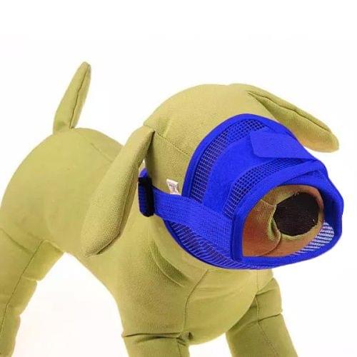 Dog Muzzle Breathable Nylon Comfortable Soft Mesh Adjustable Pet Mouth Mask Prevent Bite, Size L: 18-24cm(Dark Blue)