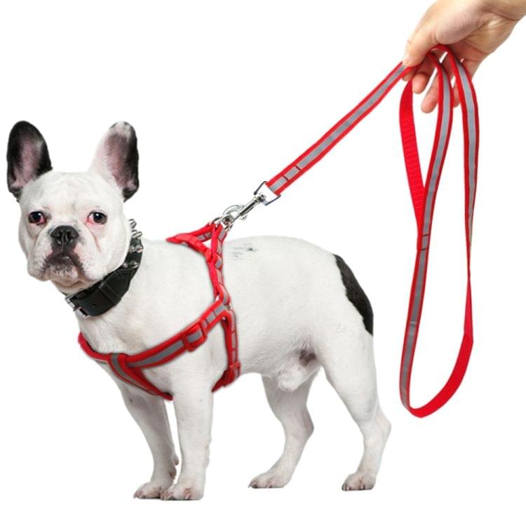Small Medium Dogs Nylon Reflective Dog Leash Lead Set, Size:S(Black)