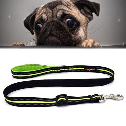 Pet Dogs Nylon Night Reflective Breathable Handheld Traction Lead Leash, Size: M, Adjustable Range: 2.5*(100-140cm)(Green)