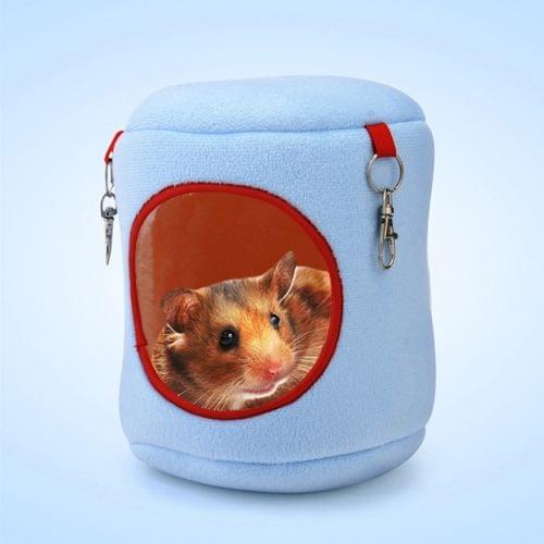 Flannel Cylinder Pet House Warm Hamster Hammock Hanging Bed Small Pets Nest, L, Size:16*16*16cm(Blue)