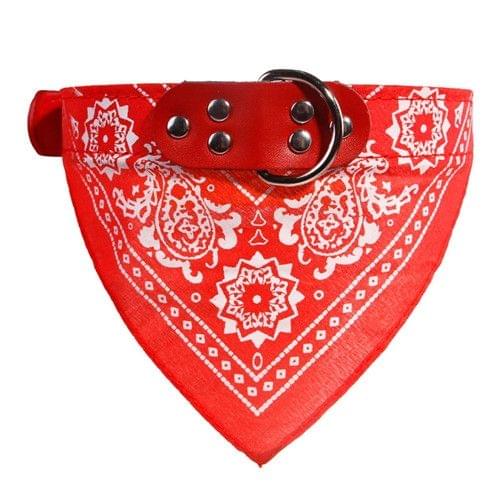 Adjustable Dog Bandana Leather Printed Soft Scarf Collar Neckerchief for Puppy Pet, Size:L(Red)