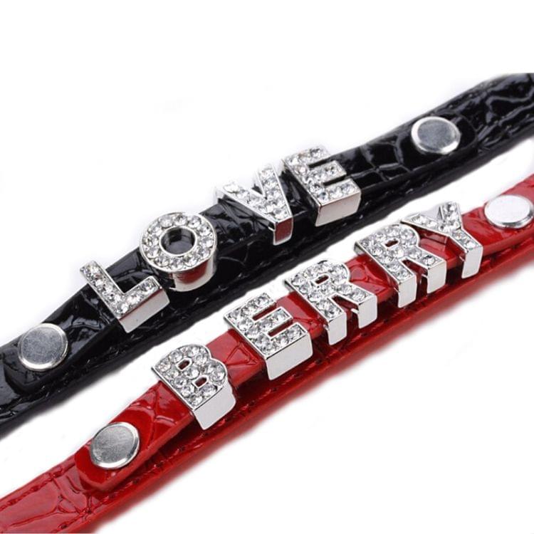 5 PCS 10MM Bling Personalized Dog Collar With Rhinestone Buckle DIY Name Pet Puppy Cat Collars, Color:Black(S)
