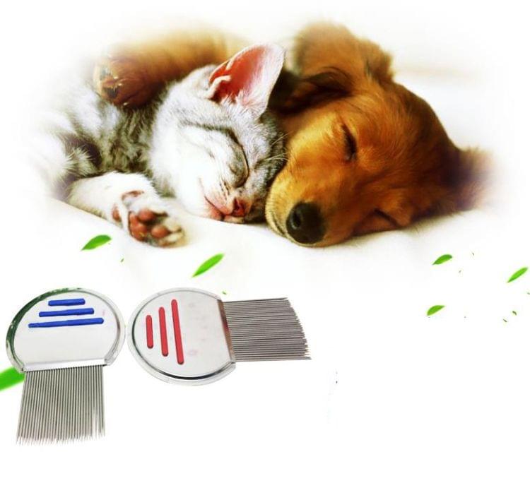 Pet Comb Dog Flea Cleaning Comb Stainless Steel Threaded Needle Comb Removal Beauty Products(Green)