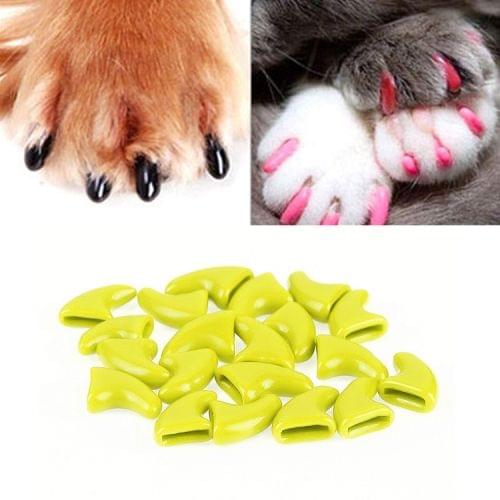 20 PCS Silicone Soft Cat Nail Caps / Cat Paw Claw / Pet Nail Protector/Cat Nail Cover, Size:M(Yellow)