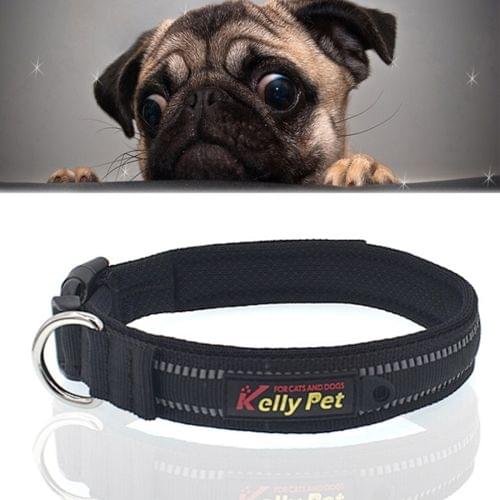 Pet Dogs Polyester Reflective Breathable Pets Collar Traction Lead Leash, Size: M, 2.5*42*47cm (Black)