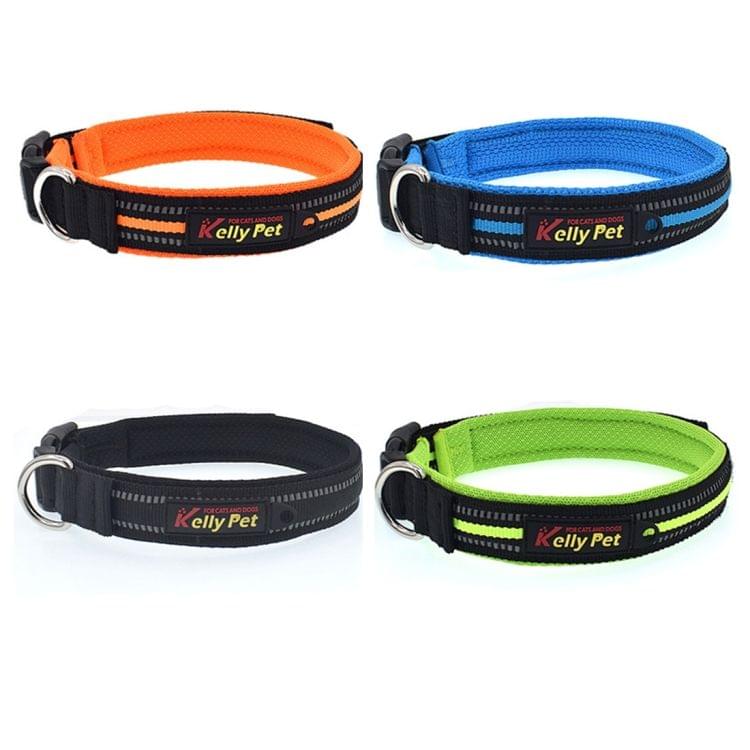 Pet Dogs Polyester Reflective Breathable Pets Collar Traction Lead Leash, Size: M, 2.5*42*47cm (Black)