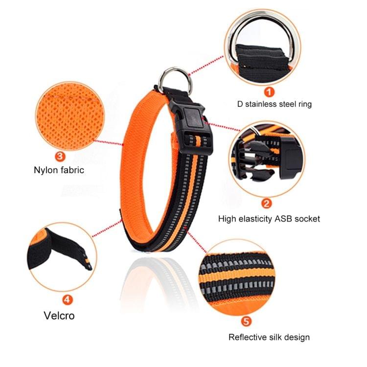 Pet Dogs Polyester Reflective Breathable Pets Collar Traction Lead Leash, Size: M, 2.5*42*47cm (Black)