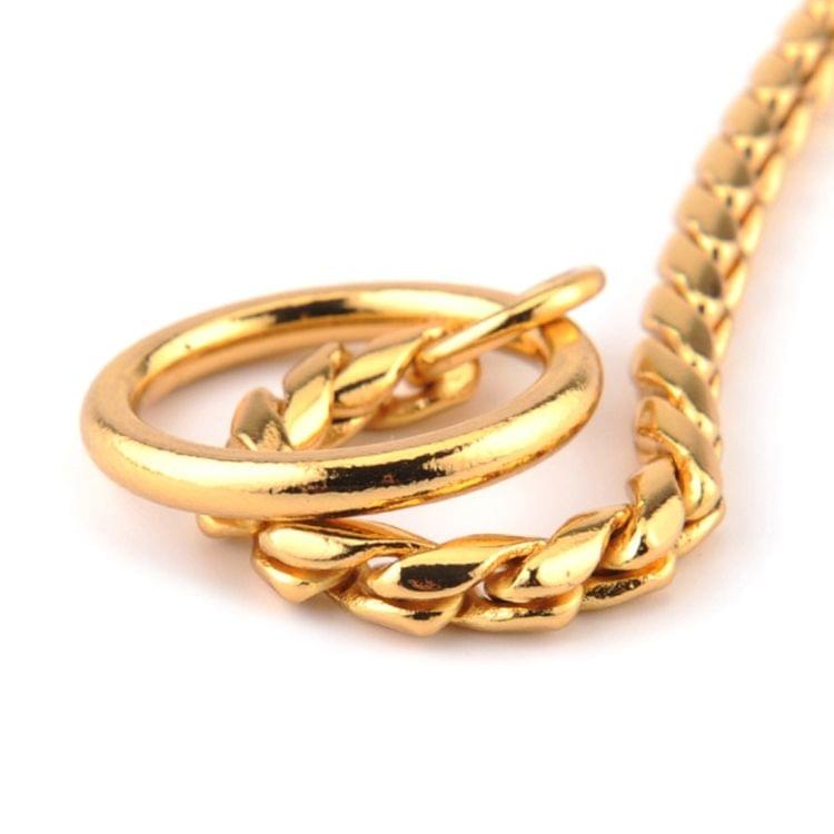 Pet Collars Pet Neck Strap Dog Neckband Snake Chain Dog Chain  Solid  Metal Chain Dog Collar，Length:50cm(Gold)