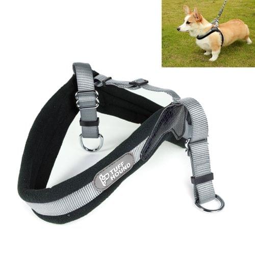 Tuffhound 1421A Adjustable Dog Harness Lead Leash Collar Belt, Adjustable Range: (49-57)+(54-63)cm,Size:M(Grey)