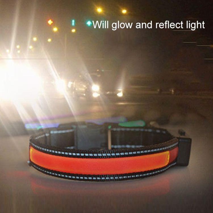 Medium and Large Dog Pet Solar + USB Charging LED Light Collar, Size: L, Neck Circumference Size: L, 50-60cm(Green)