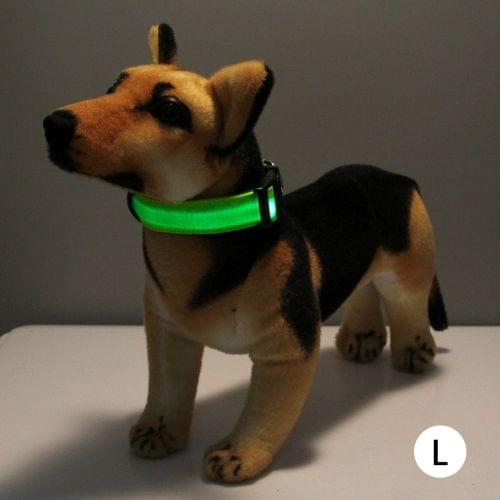 Adjustable 3-Mode LED Flashing Dog Collar, Size: L(Green)