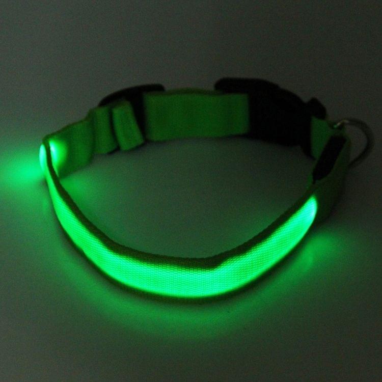 Adjustable 3-Mode LED Flashing Dog Collar, Size: L(Green)