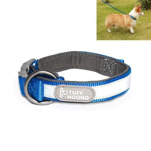 1427 Nylon + Submersible + Reflector Bar Adjustable Dog Collar, Adjustable Range: 2.5x(50-66)cm,Size:L(Blue)