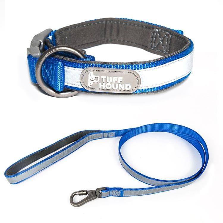 1427 Nylon + Submersible + Reflector Bar Adjustable Dog Collar, Adjustable Range: 2.5x(50-66)cm,Size:L(Blue)