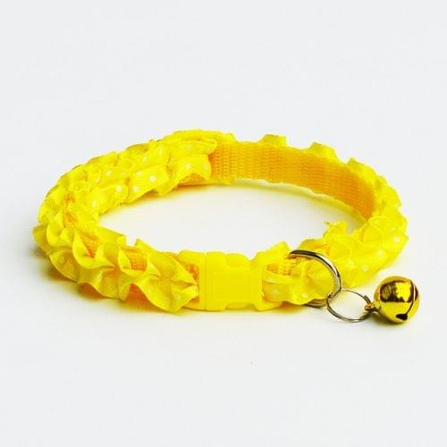 10 PCS Lovely Adjustable Buckle Collar Cat Dog Lace Collar with Bell(Yellow)