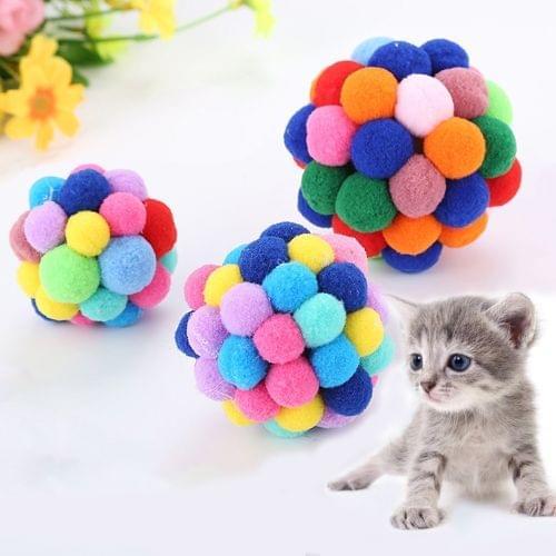 3 PCS Colorful Handmade Bells Cat Bouncy Ball Pet Toy, Size:L