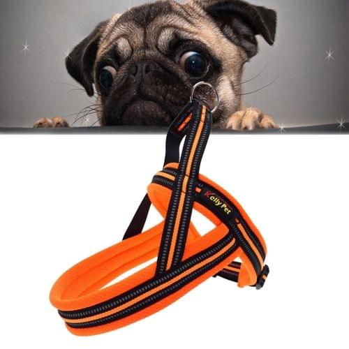 Pet Dogs A7 Reflective Polyester Chest Harness Lead Leash Traction Big Dogs Safety Chain Rope Collar, Size: L, 2.5*68*84cm (Orange)